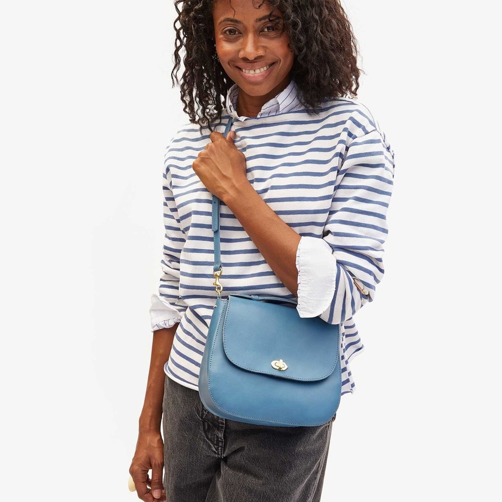 Clare V. Turnlock Louis with top handle desert blue
